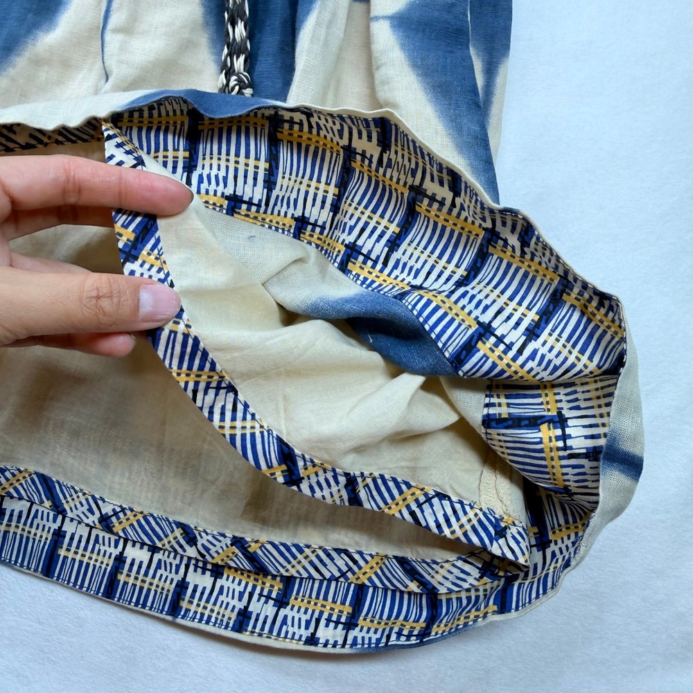 Anthropologie Maeve Halter Midi Dress Blue White Tie Dye Diamond Mixed Print - Picture 11 of 16